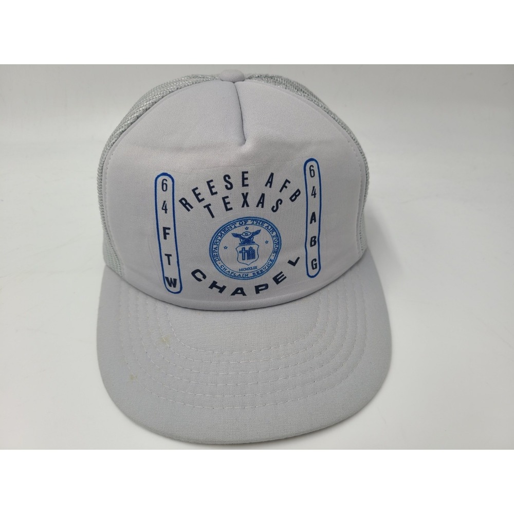 Vintage Reese Air Force Base Texas Chapel Mesh Snapback (Fits Small) Hat Cap AFB
